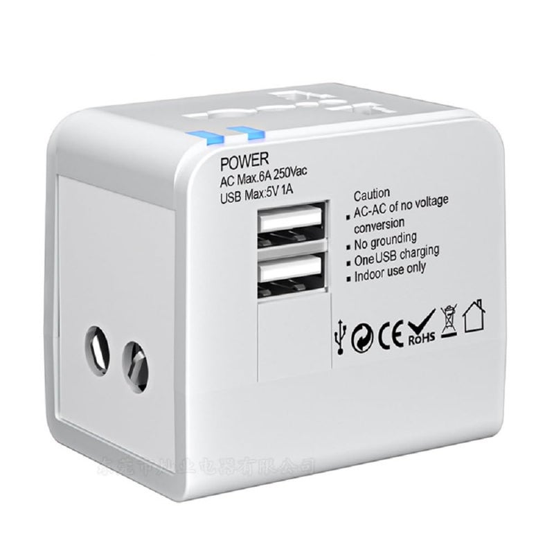 MANGO محول سفر عالمي مربع 1500 وات محول دولي لمجموعة السفر مقبس شاحن لعدة دول أبيض