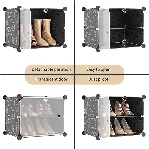 Zemic DIY Shoe Rack Plastic Shoe Rack for Home PP Plastic Shelves Household, Shoe Rack with Door Outdoor for Heels/Shoes for Entryway,Hallway,Bedroom Living Room (White, 8-Shelf-4-Door) - Image 5