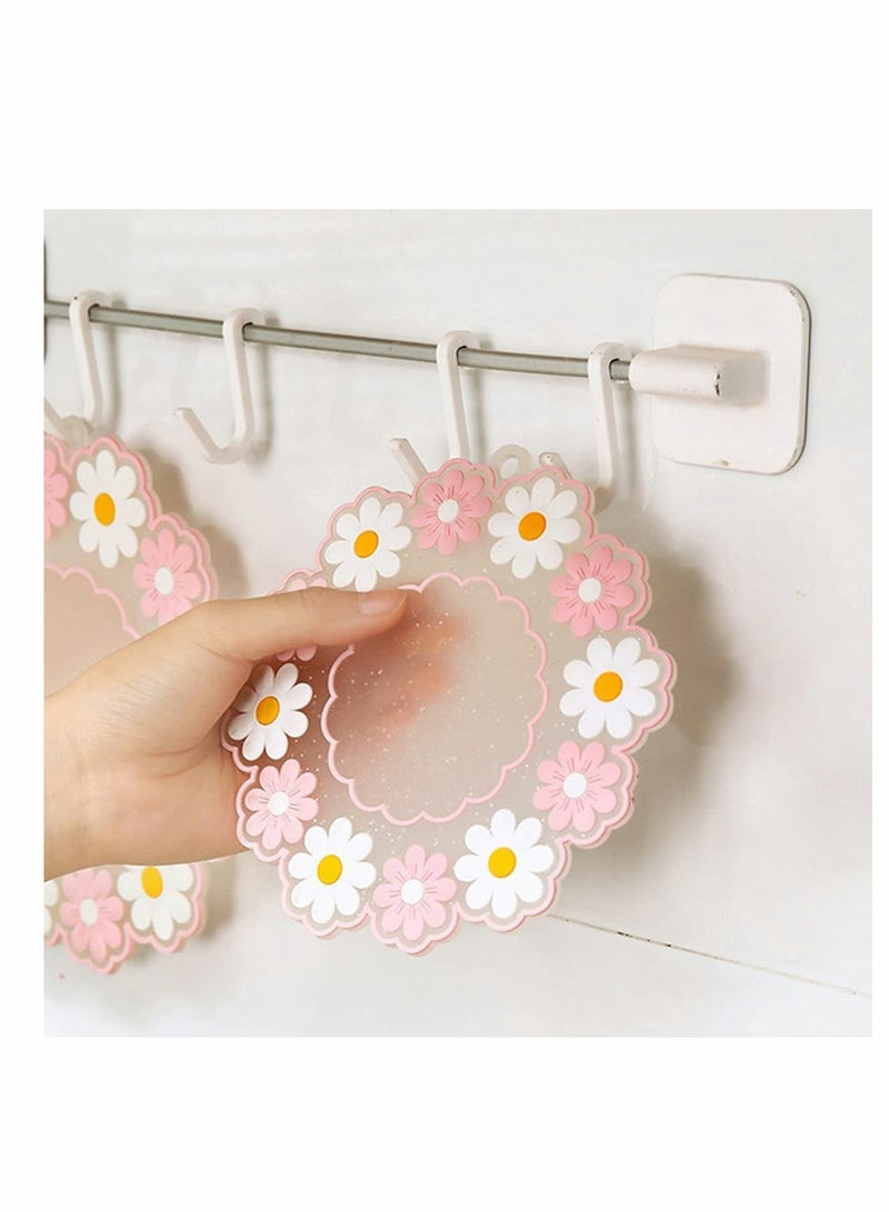 وسادة عزل سيليكون دייזى، 8 إنش، مجموعة من 6 قطع، حصائر أكواب مضادة للانزلاق مع حافة وثقب للتعليق، ديكور طاولة لأكواب الشاي والقهوة في الهواء الطلق - Image 4