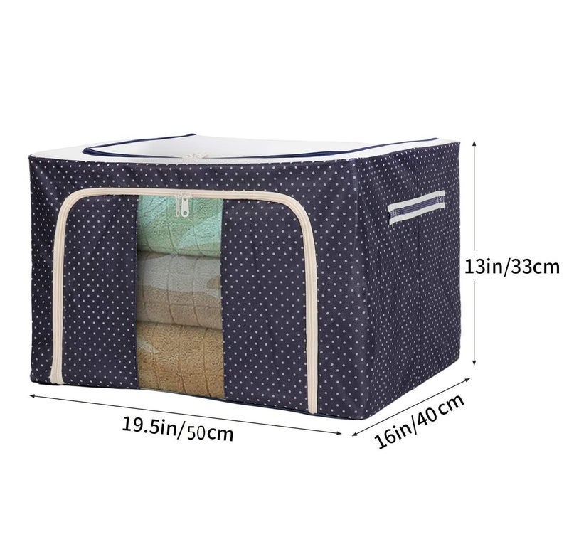 Emergity Foldable Stackble Cloth Storage box for Wardrobe Saree Organizer box Blankets Comforter Storage Organizer Cupboard storage Clothe Travel Cloths Bag Pack of 1 66 Liter Oxford Fabric - Image 3