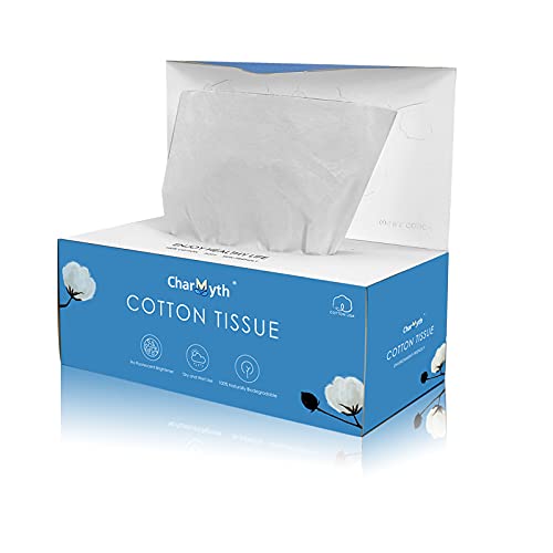 Charmyth Extra Thick Disposable Face Towel, Disposable Makeup Removing Wipes, 100% USA Cotton and 100% Organic & Cruelty Free, Lint-Free Cotton Tissues for Sensitive Skin 100 Count - Image 1