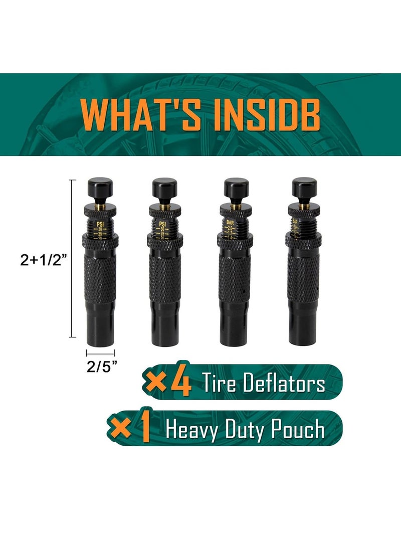 ET-LIFE Automatic Tire Deflator,Adjustable Offroad Accessries,4pcs Auto-Stop Tyre Air Down Tool Kit  (10-30 PSI)  for 4 * 4 Vehicles,Truck,Jeep with Storage Bag - Image 3