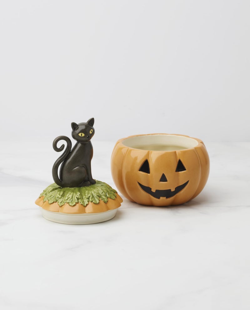 Lenox Haunted Halloween Covered Candy Jar, Porcelain Jar with Lid, 26oz Storage, Black Cat on Pumpkin, Jar for Sweets, Pumpkin Decor, Halloween Kitchen Decor, Halloween Cookie Jar, 5x7.25 inches - Image 5