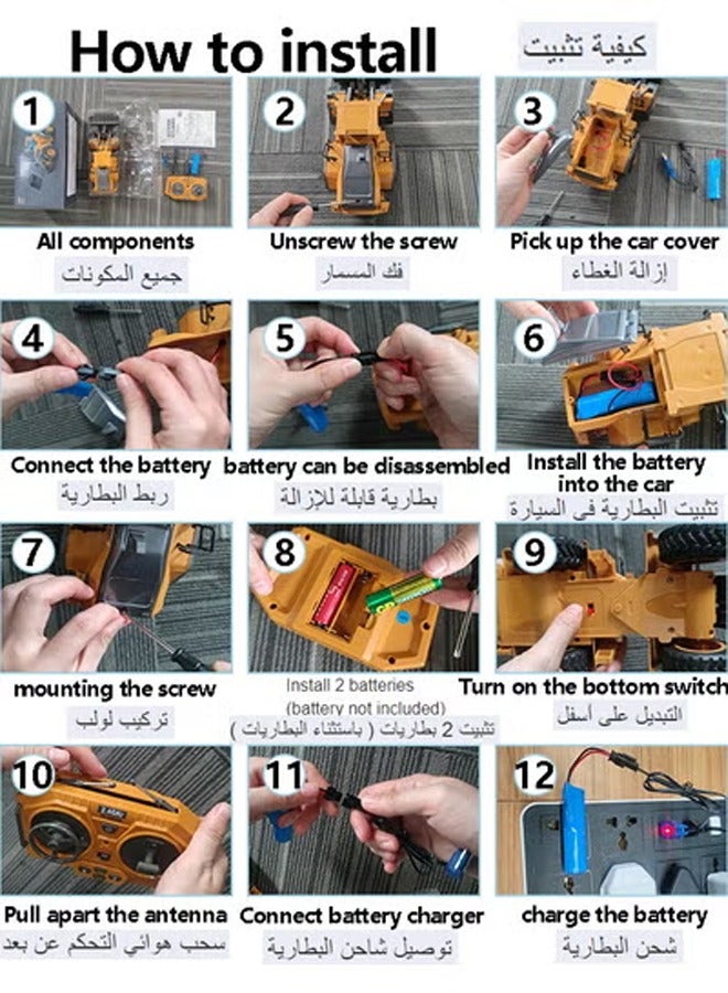 Loquat Toy car RC Bulldozer Multi-function Electric Loading And Transporting Engineering Vehicles Lights With Sound - Image 3