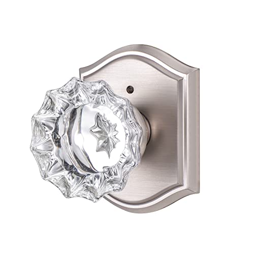 CLCTK Premium Glass Door Knobs for Interior Doors, Bathroom Bedroom Door Knobs with Lock, Door Knobs Interior Brushed Nickel - Image 1