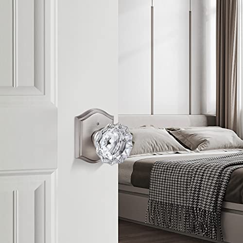 CLCTK Premium Glass Door Knobs for Interior Doors, Bathroom Bedroom Door Knobs with Lock, Door Knobs Interior Brushed Nickel - Image 5