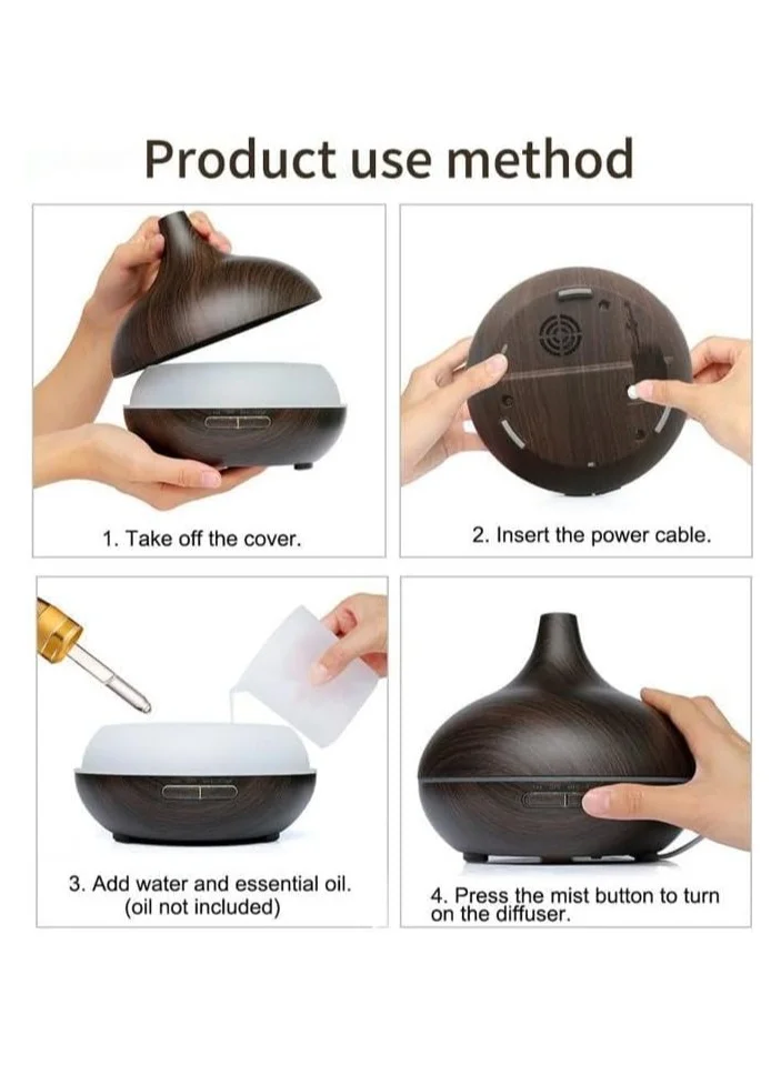 Cuisine Art Cuisine Art Essential Oil Diffuser, 550ml Oil Diffuser with 4 Timer, Aromatherapy Diffuser with Auto Shut-Off Function, Cool Mist Humidifier BPA-Free for Bedroom Home, Brwon- White  Top