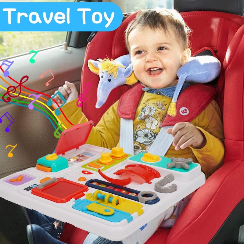 Tsomtto Kitchen Busy Board for Toddlers 1-3 Travel Toys Light Up Musical Baby Toy 12-18 Months Toddler Toys Age 1-2 2-4 Autism Sensory Montessori Fine Motor Skills Car Seat Toy for 1 Year Old - Image 4