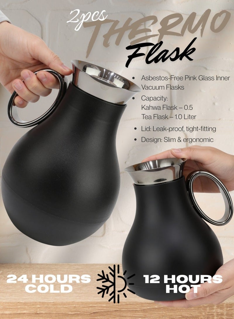 Raz طقم ترمس قهوة وشاي عربي – ترمس فاخر ناعم الملمس بحافة من الفولاذ المقاوم للصدأ للقهوة والشاي - Image 3