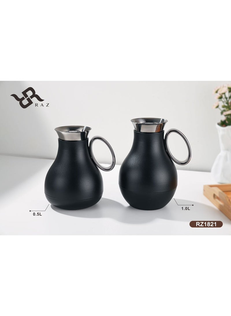 Raz طقم ترمس قهوة وشاي عربي – ترمس فاخر ناعم الملمس بحافة من الفولاذ المقاوم للصدأ للقهوة والشاي - Image 1