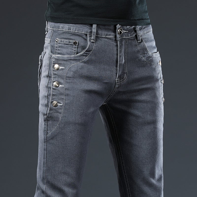 Generic Wholesale mens jeans slim fit skinny stretch pants mens Korean-style trendy youth Four Seasons trousers one-piece delivery 3015 Black  - Image 2