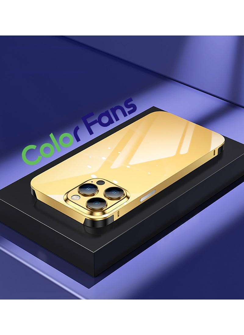 Color Fans for iPhone 14 Pro Max 6.7 inch Complete Aluminum Alloy Case Cool Shiny Plating Metal Super Light Slim Phone Case Cover Shell  - Image 1