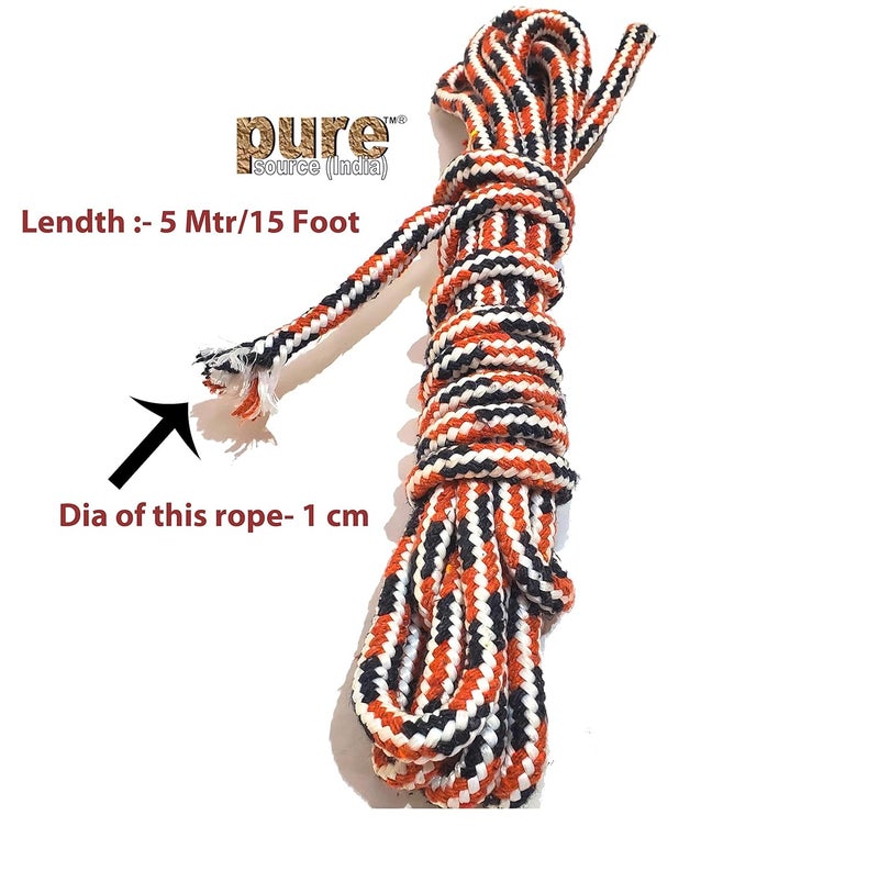 Pure Source India Cloth Line For Drying Nylon Braided Cotton Rope 5 Mtr Multicolour - Image 2