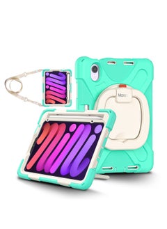 Moxedo Moxedo Heavy Duty Shockproof Rugged Protective Colorful Case with 360 Rotating Kickstand, Shoulder Strap, and  Pen Holder for Kids Compatible for Apple iPad Mini 6 - Mint Green  - Image 1