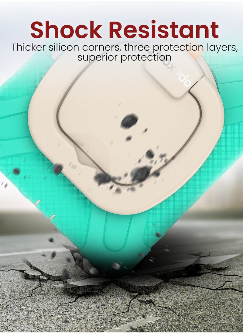 Moxedo - Moxedo Heavy Duty Shockproof Rugged Protective Colorful Case with 360 Rotating Kickstand, Shoulder Strap, and  Pen Holder for Kids Compatible for Apple iPad Mini 6 - Mint Green - Image 1