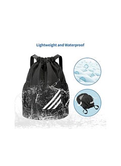 Oziral Drawstring Backpack Water Resistant String Bag Gym Sports with Shoe Compartment Side Mesh Pockets for Women Men  - Image 4