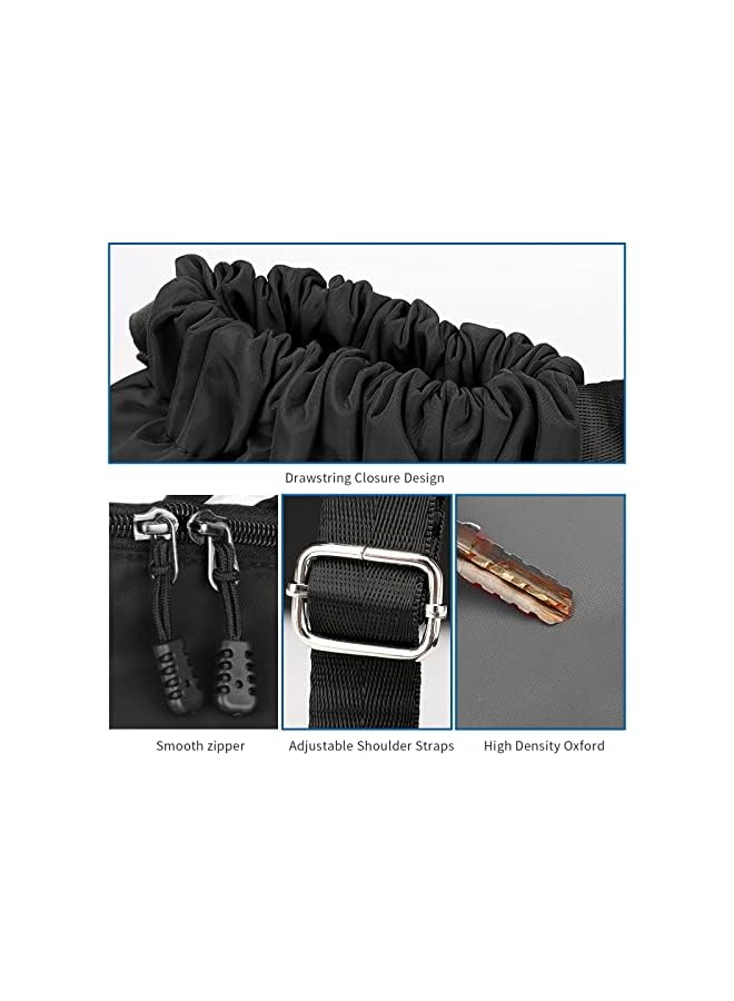Oziral Drawstring Backpack Water Resistant String Bag Gym Sports with Shoe Compartment Side Mesh Pockets for Women Men  - Image 3