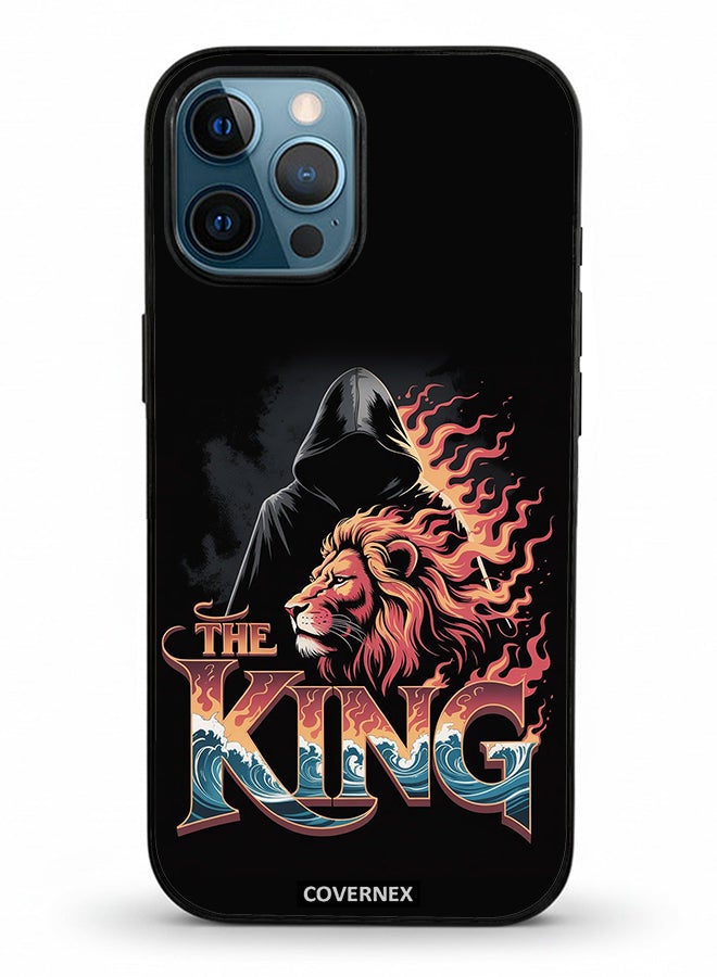 Covernex Apple iPhone 12 Pro Max Protective Case Cover Printed Featuring The King Lion and Hooded Figure - Image 2