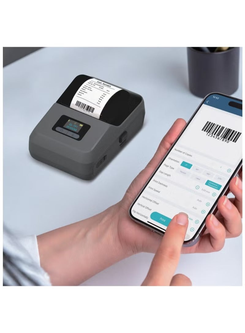 GREEN LION Thermal Printer with 203 DPI Print Resolution / 15-50mm Label Width / Bluetooth and Type-C Connection / High-Volume Printer / Mobile Editing / TFT Display - Grey - Image 3
