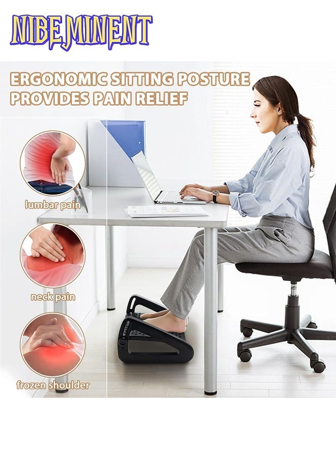 NIBEMINENT Foot Rest for Under Desk at Work - Ergonomic Foot Stools for Under Office Desk - Rocking Footrest with Roller Massager - Leg Rest for Chair, Computer Gaming - Promote Leg Circulation - Image 3