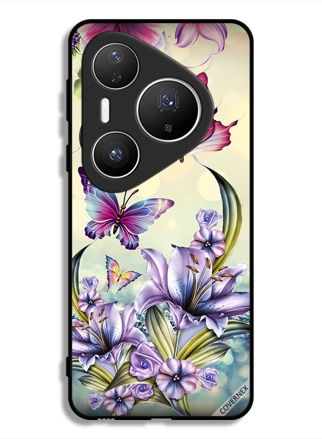 Covernex Huawei Pura 80 Pro Protective Case Cover Purple Flowers & Butterflies - Image 1