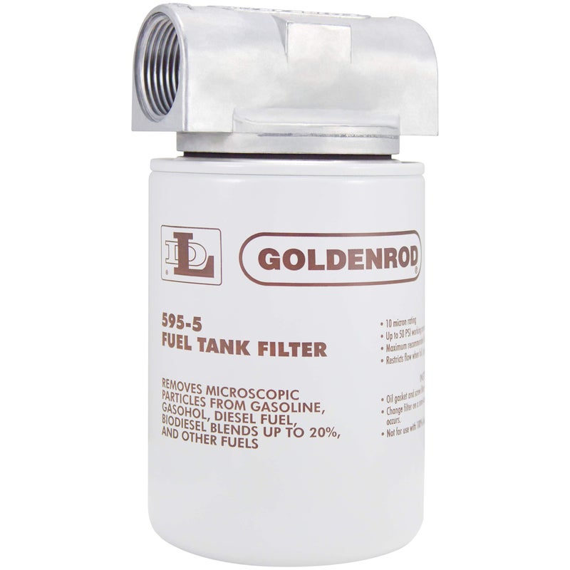 Goldenrod Dutton-Lainson Company - Goldenrod 595 Standard Fuel Tank Filter Canister with 1" NPT Zinc Die-Cast Top Cap - 10 Micron Particle Removal for Gasoline, Diesel and Biodiesel Up to 20% - Made in USA - Image 1