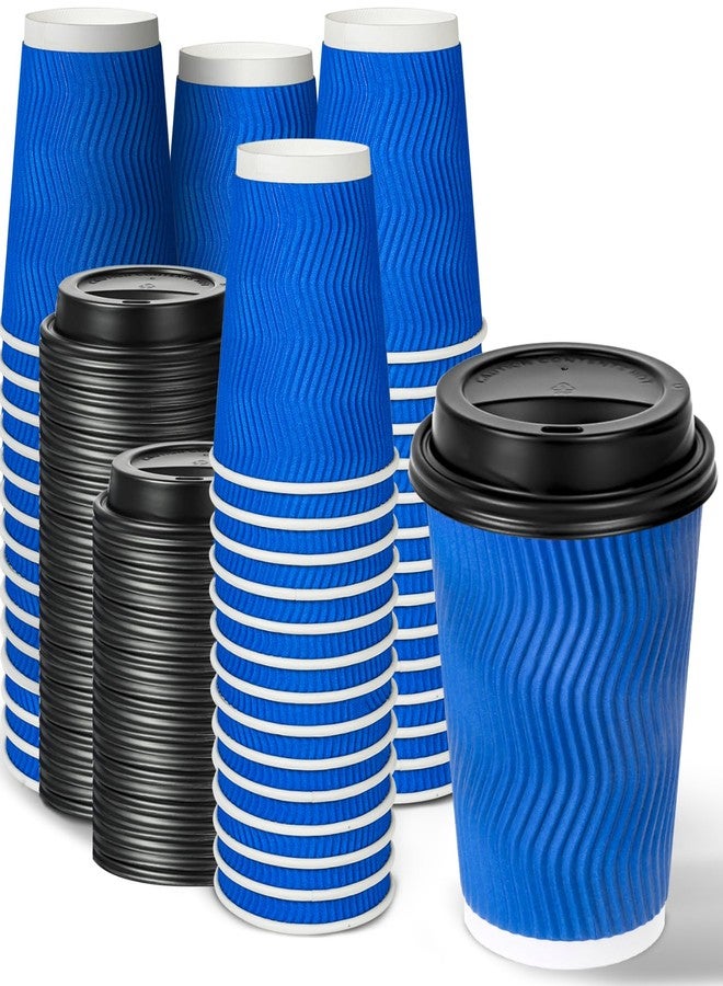 Ginkgo 60 Pack 12 oz Disposable Coffee Cups with Lids, Double Wall Insulated Ripple Paper Cups, Leak Proof To Go Coffee Cups for Hot Beverages - Image 1