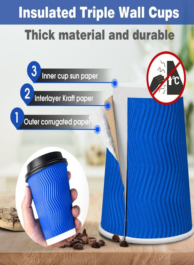 Ginkgo 60 Pack 12 oz Disposable Coffee Cups with Lids, Double Wall Insulated Ripple Paper Cups, Leak Proof To Go Coffee Cups for Hot Beverages - Image 3