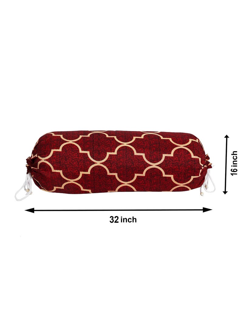 Kuber Industries Kuber Industries Bolster Cover Soft Cotton Bolster Cover SetDiwan Round Bolster Pillow CoversLuxurious Lattice Print Roll Masand Cover 16x32 InchPack of 2 Red  - Image 3