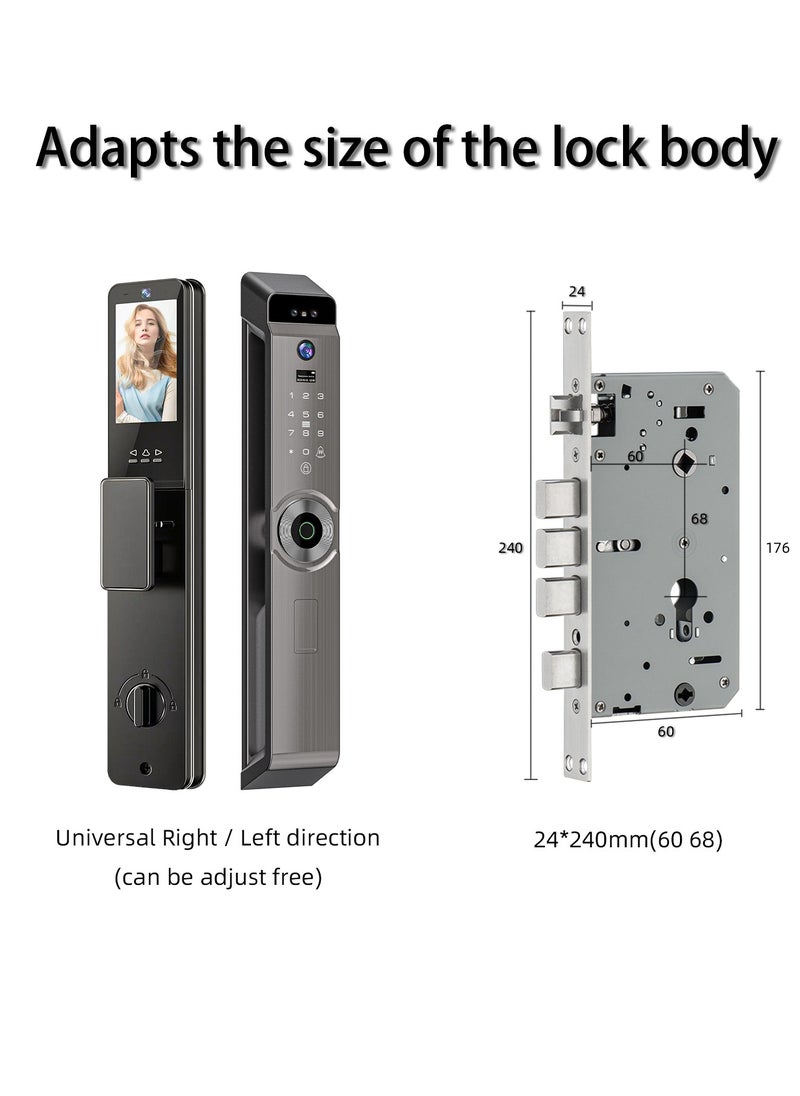 ALINK - Smart Lock with Camera, Palm Print Recognition Lock,  WiFi Video Intercom Lock,  Two way audio,  Fingerprint Door Lock ,Tuya APP Remote Control,6*IC cards,1 pcs 5000mAh batteries, Model M12L, Mortise 6068 - Image 1