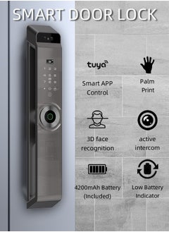 ALINK Smart Lock with Camera, Palm Print Recognition Lock,  WiFi Video Intercom Lock,  Two way audio,  Fingerprint Door Lock ,Tuya APP Remote Control,6*IC cards,1 pcs 5000mAh batteries, Model M12L, Mortise 6068  - Image 2