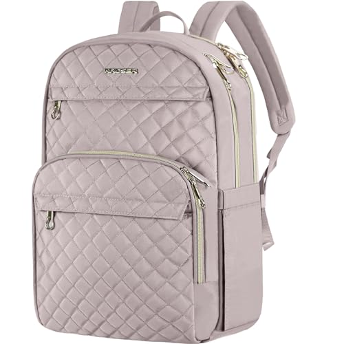 KROSER Laptop Backpack for Women 156 Inch Stylish Daypack with USB Charging Port Waterrepellent Nylon Backpack for TravelBusiness Dusty Pink - Image 1
