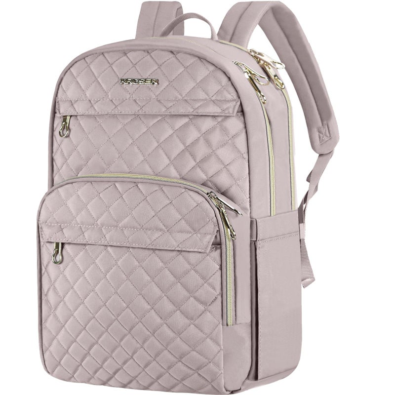 KROSER Laptop Backpack for Women 156 Inch Stylish Daypack with USB Charging Port Waterrepellent Nylon Backpack for TravelBusiness Dusty Pink - Image 2