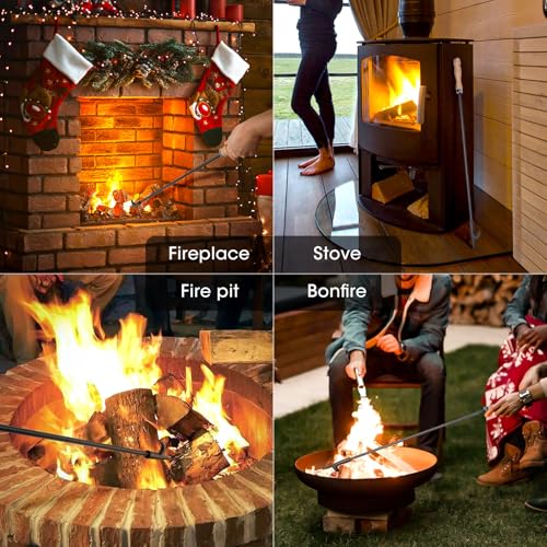 AGM Fire Poker for Fire Pit, 32" Long Heavy Duty Campfire Poker Stick with Wooden Handle for Camping, Fireplace, Bonfires, Rust Resistant Portable Fire Pit Tools Accessories for Outdoor & Indoor - Image 3