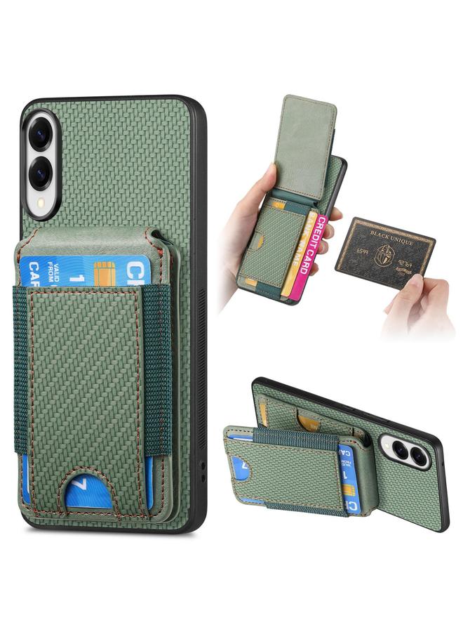 erorex Case For Samsung Galaxy S25 Edge 5G Carbon Fiber Vertical Flip Wallet Stand Phone Case - Image 1