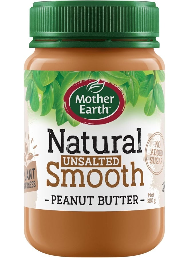 Mother Earth Mother Earth Natural Unsalted Smooth Peanut Butter, No Added Sugar, 380 gms  - Image 1