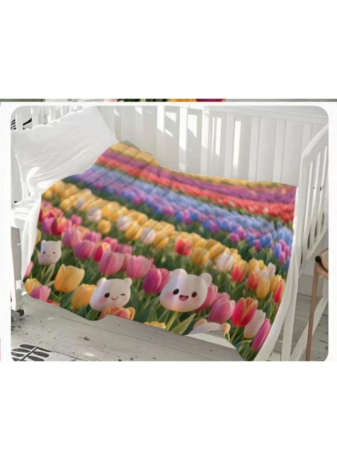 general Baby and children's cartoon flannel thin blanket (warm and comfortable, suitable for sleep, game use) 70cm*100cm - Image 2