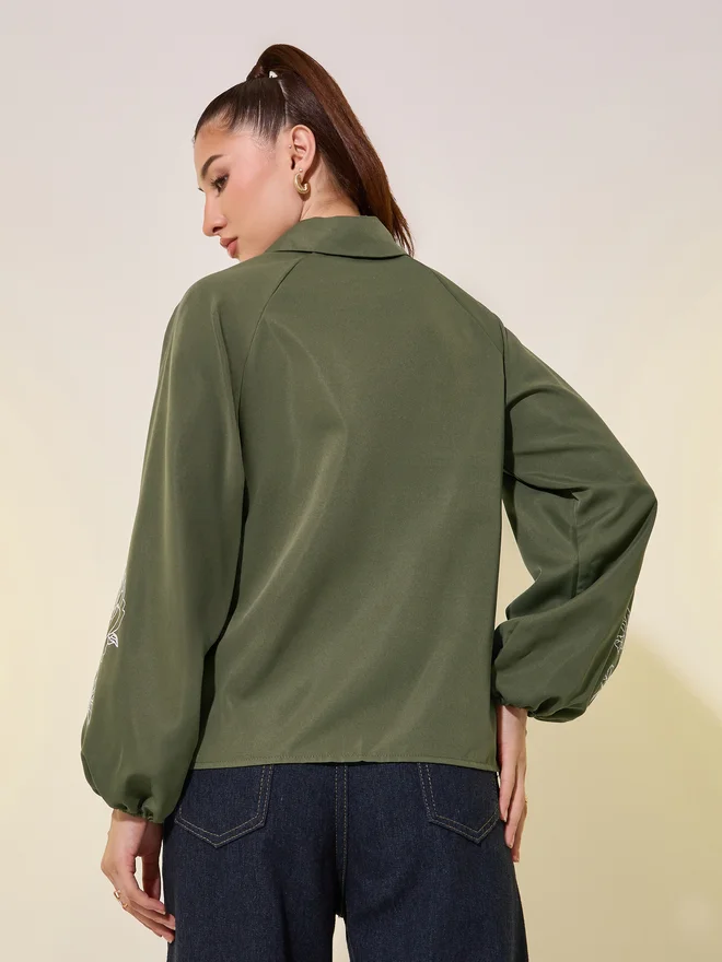 Styli Styli Balloon Sleeve Graphic Print Shirt