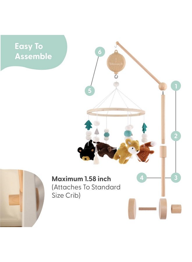 The Peanut Shell The Peanutshell Crib Mobile for Boys or Girls - Wooden Musical Baby Crib Mobile with 12 Lullabies, Western Woods Baby Western Woods Nursery Decor - Image 4
