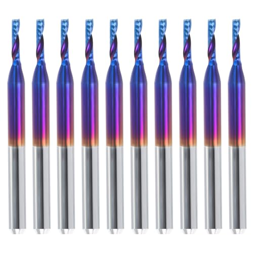 HQMaster 10-Pack End Mill Milling Cutter 1.5mm Cutting Dia. Spiral Router Bits CNC Bits 1-Flute Single Edged Cutting Engraving Bits Tungsten Steel 6mm Flute Length, 38.5mm OAL - Image 1