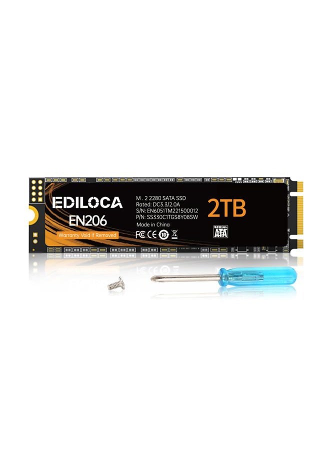 Ediloca EN206 2TB SSD M.2 SATA 3D NAND TLC, M.2 2280 SATA III 6Gb/s SSD Internal Hard Drive, Read/Write Speed up to 550/480 MB/s, Compatible with Ultrabooks, Tablet Computers and Mini PCs - Image 1
