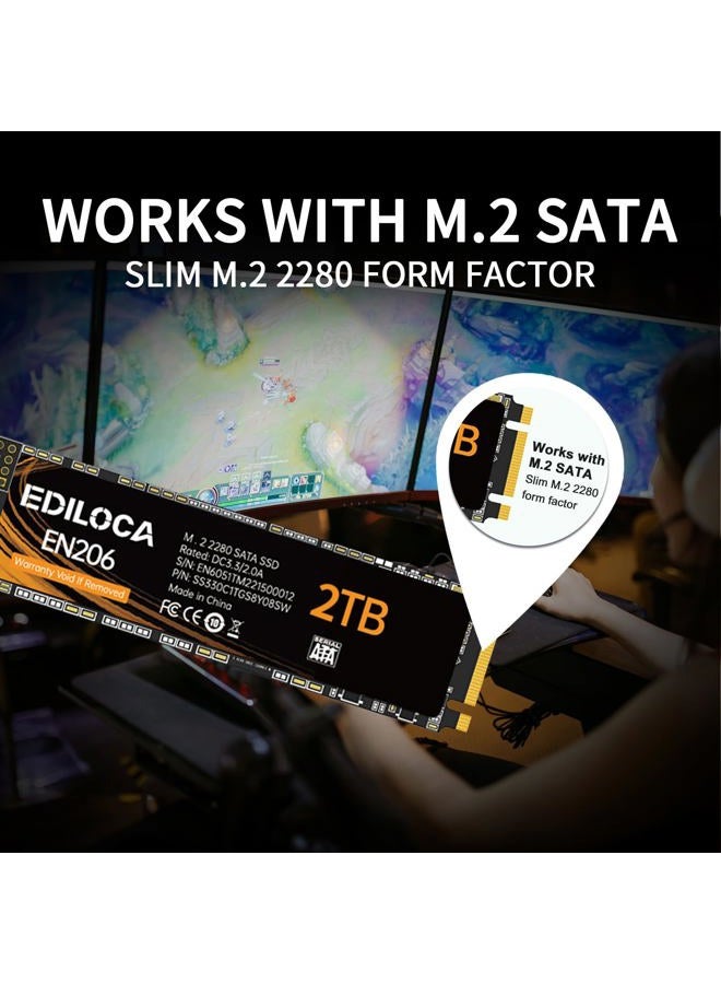 Ediloca EN206 2TB SSD M.2 SATA 3D NAND TLC, M.2 2280 SATA III 6Gb/s SSD Internal Hard Drive, Read/Write Speed up to 550/480 MB/s, Compatible with Ultrabooks, Tablet Computers and Mini PCs - Image 4
