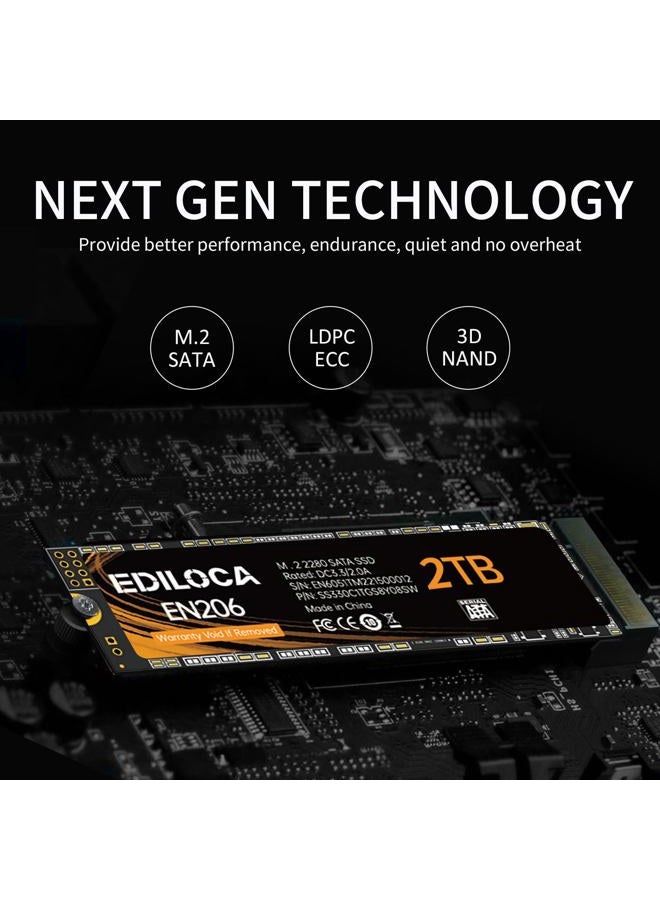 Ediloca EN206 2TB SSD M.2 SATA 3D NAND TLC, M.2 2280 SATA III 6Gb/s SSD Internal Hard Drive, Read/Write Speed up to 550/480 MB/s, Compatible with Ultrabooks, Tablet Computers and Mini PCs - Image 3