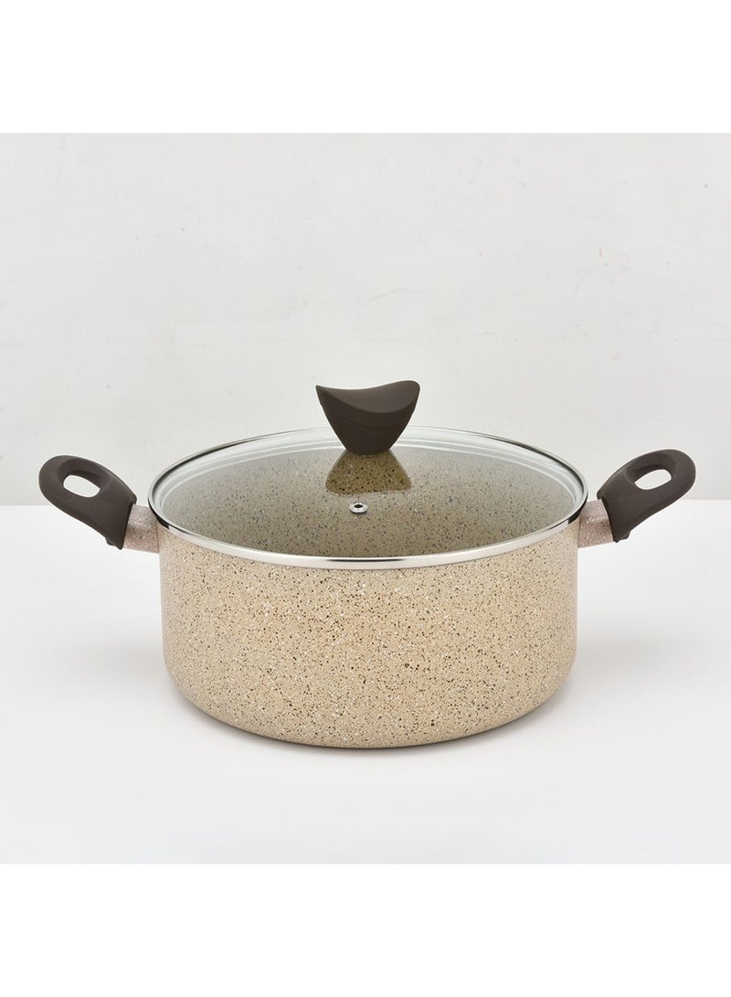 DANUBE HOME Chef's Delight Essential Casserole With Lid – Premium Non-Stick PFOA Free Cooking Pot, Durable Induction Compatible Casserole Dish for Kitchen, Easy Grip Handles 24X11Cm