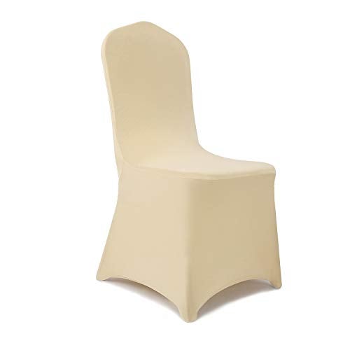 Peomeise 12pcs Stretch Spandex Chair Cover for Wedding Party Dining Banquet Event (Champagne, 12) - Image 1