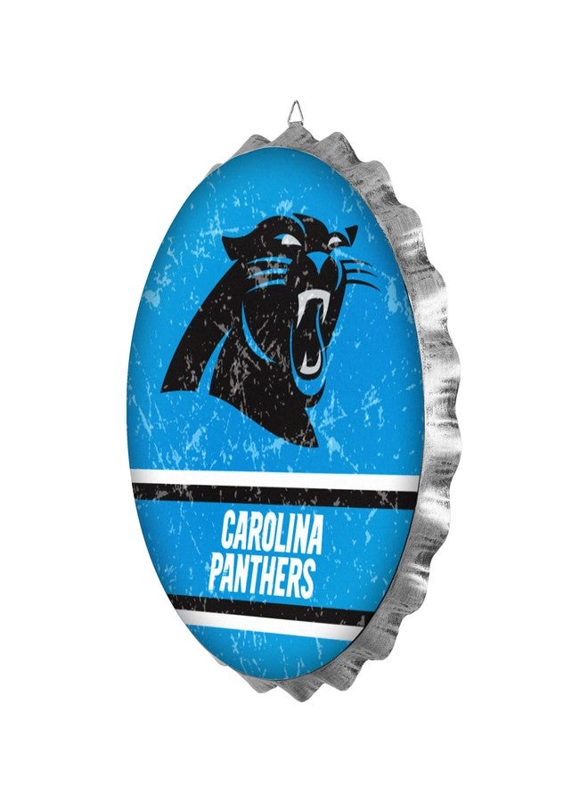 FOCO Carolina Panthers NFL Metal Bottlecap Wall Sign, 13 Inch — Distressed Vintage Style, Officially Licensed - Image 1