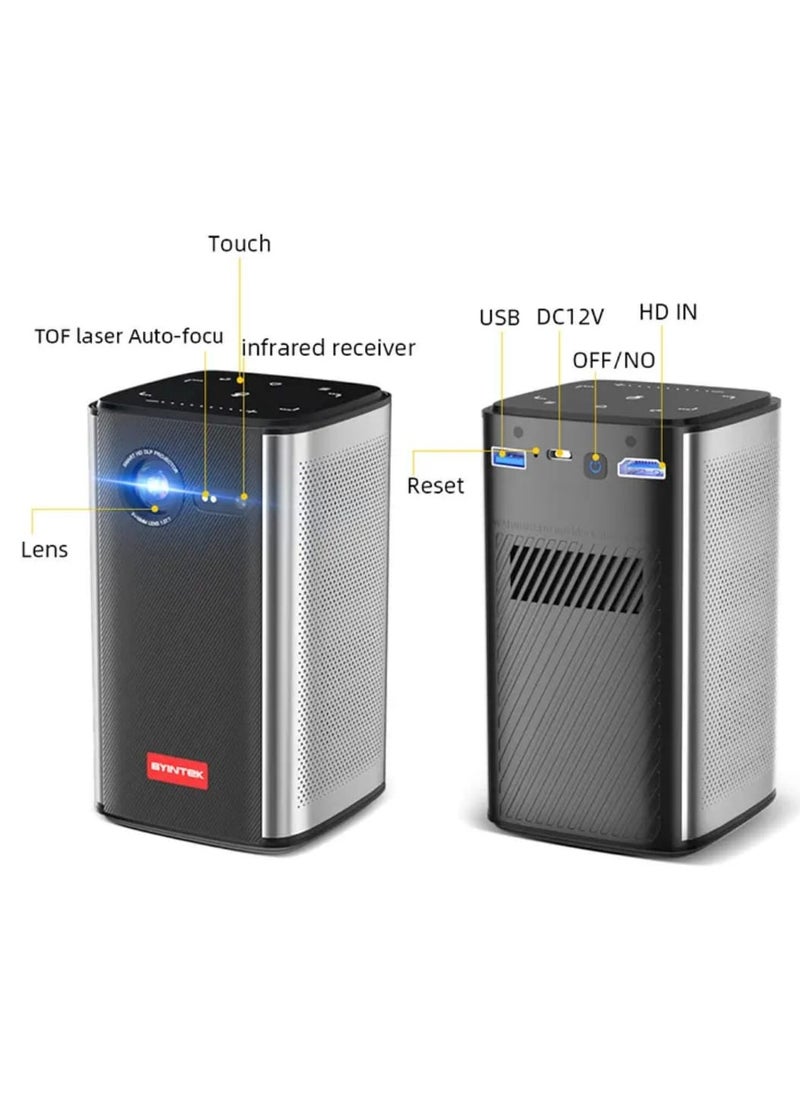 BYINTEK - BYINTEK P70 Smart Wi-Fi Projector, 8000mAh Battery, Auto-focus, Android 9.0, Support 3D, Wi-Fi Display, Wired Sync Display, with Tripod and Storage Bag - Image 1