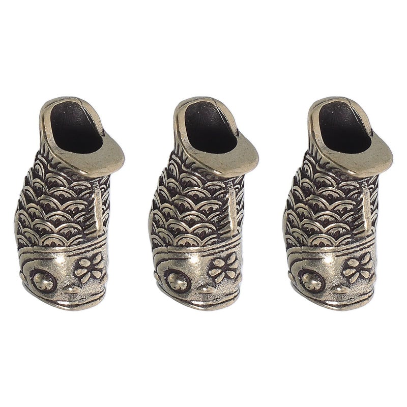 Vintage Copper Koi Fish Pendant Charm Set Antique Metal Beads for Jewelry Making - Image 2