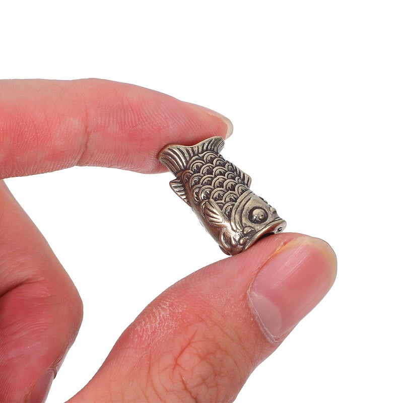 Vintage Copper Koi Fish Pendant Charm Set Antique Metal Beads for Jewelry Making - Image 5