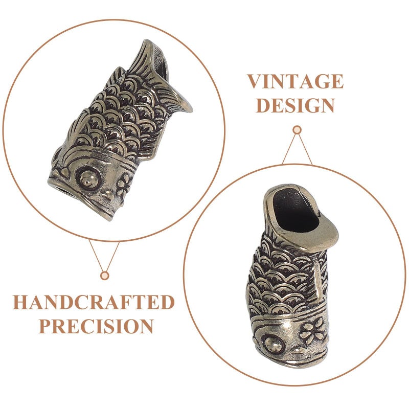 Vintage Copper Koi Fish Pendant Charm Set Antique Metal Beads for Jewelry Making - Image 4